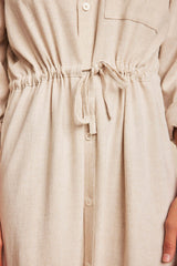Linen Blend Cinched Shirtdress