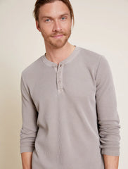 Malibu Collection® Pigment Waffle Long Sleeve Henley Tee