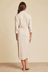 Linen Blend Cinched Shirtdress