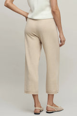 Heathered Cotton Tulip Pointelle Trim Crop Pant