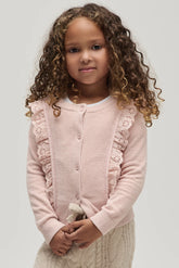 CozyChic Ultra Lite® Toddler Cardigan with Cotton Eyelet Ruffle