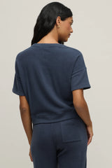 Brushed Fleece Short Sleeve Dropped Shoulder Pullover