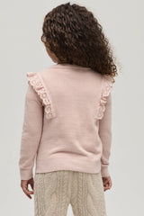 CozyChic Ultra Lite® Toddler Cardigan with Cotton Eyelet Ruffle