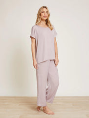 Washed Satin Tee & Cropped Pant Set