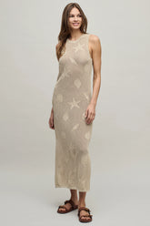 Sunbleached Shell Motif Crew Midi Dress
