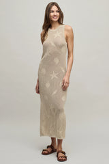 Sunbleached Shell Motif Crew Midi Dress