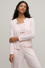 Pointelle Rib Cardigan with Scallop Trim