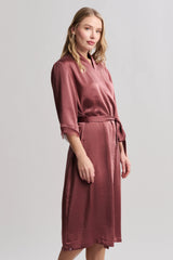 Liquid Satin Lace Kimono Robe