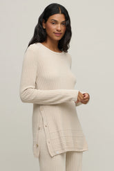 CozyChic Ultra Lite® Textured Rib Pullover with Buttons