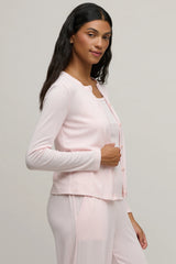 Pointelle Rib Cardigan with Scallop Trim