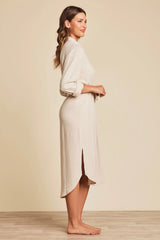 Linen Blend Cinched Shirtdress