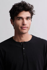 Malibu Collection® Long Sleeve Henley With Woven Detail