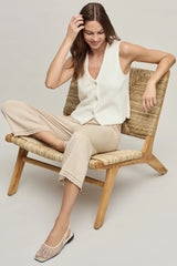 Heathered Cotton Tulip Pointelle Trim Crop Pant