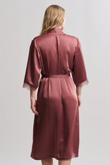 Liquid Satin Lace Kimono Robe