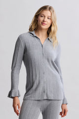 CozyChic Ultra Lite® Ribbed Ruffle Cuff Shirt