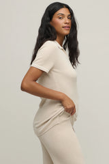 CozyChic Ultra Lite® Contrast Stripe Ribbed Collar Henley