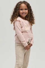CozyChic Ultra Lite® Toddler Cardigan with Cotton Eyelet Ruffle