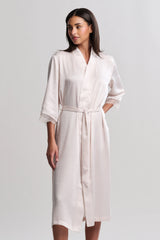 Liquid Satin Lace Kimono Robe