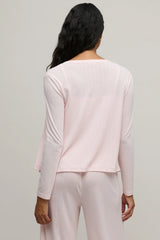 Pointelle Rib Cardigan with Scallop Trim