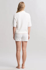 CozyChic Ultra Lite® Contrast Scallop Short Sleeve Shirt and Short Set