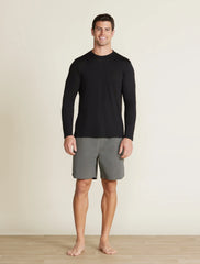 Malibu Collection® Slub Burnout Cut Neck Long Sleeve Tee
