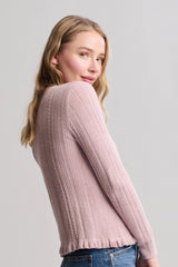 CozyChic Ultra Lite® Cable Knit Cardigan with Ruffle