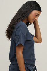Brushed Fleece Short Sleeve Dropped Shoulder Pullover