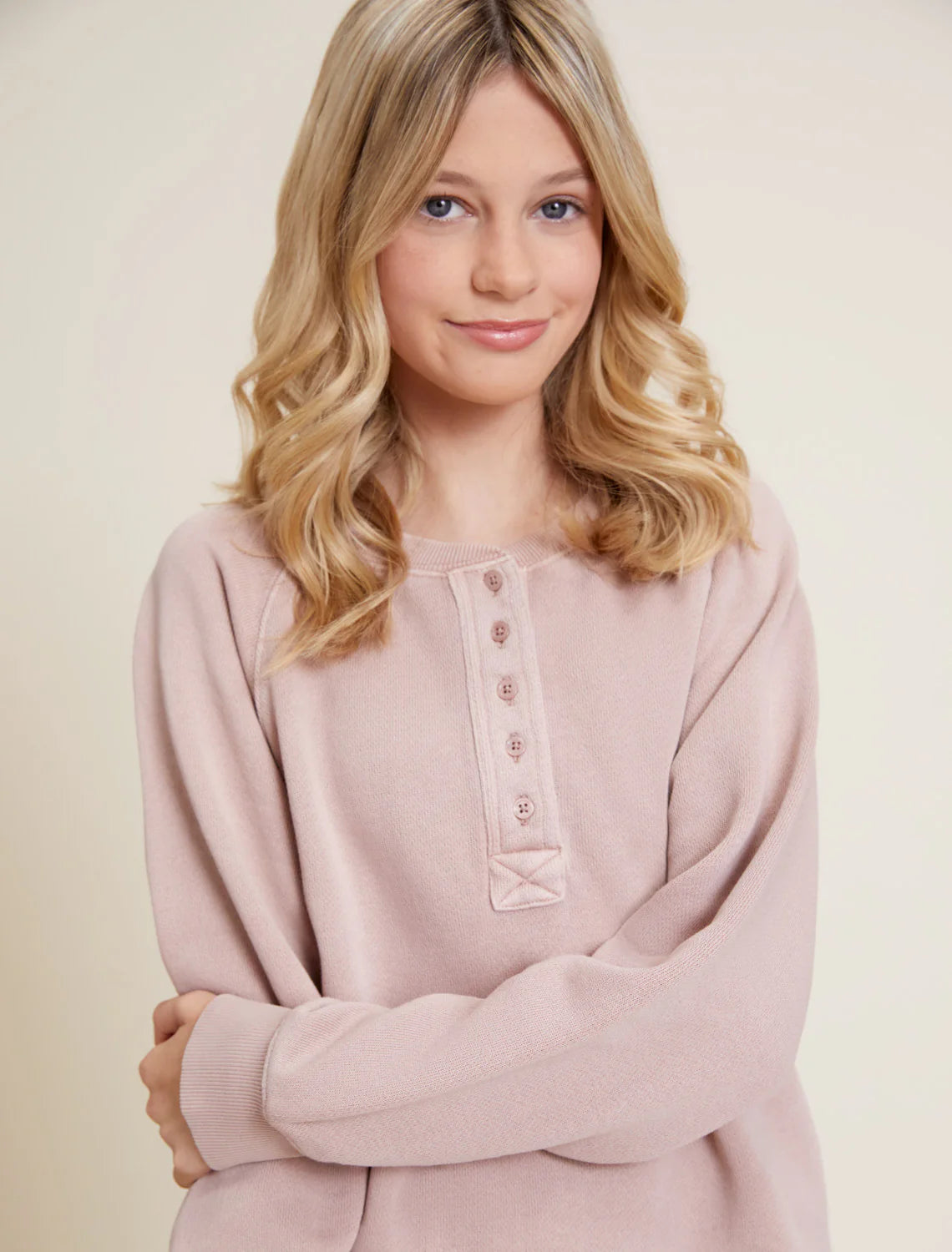 Malibu Collection® Youth Brushed Terry Henley Pullover