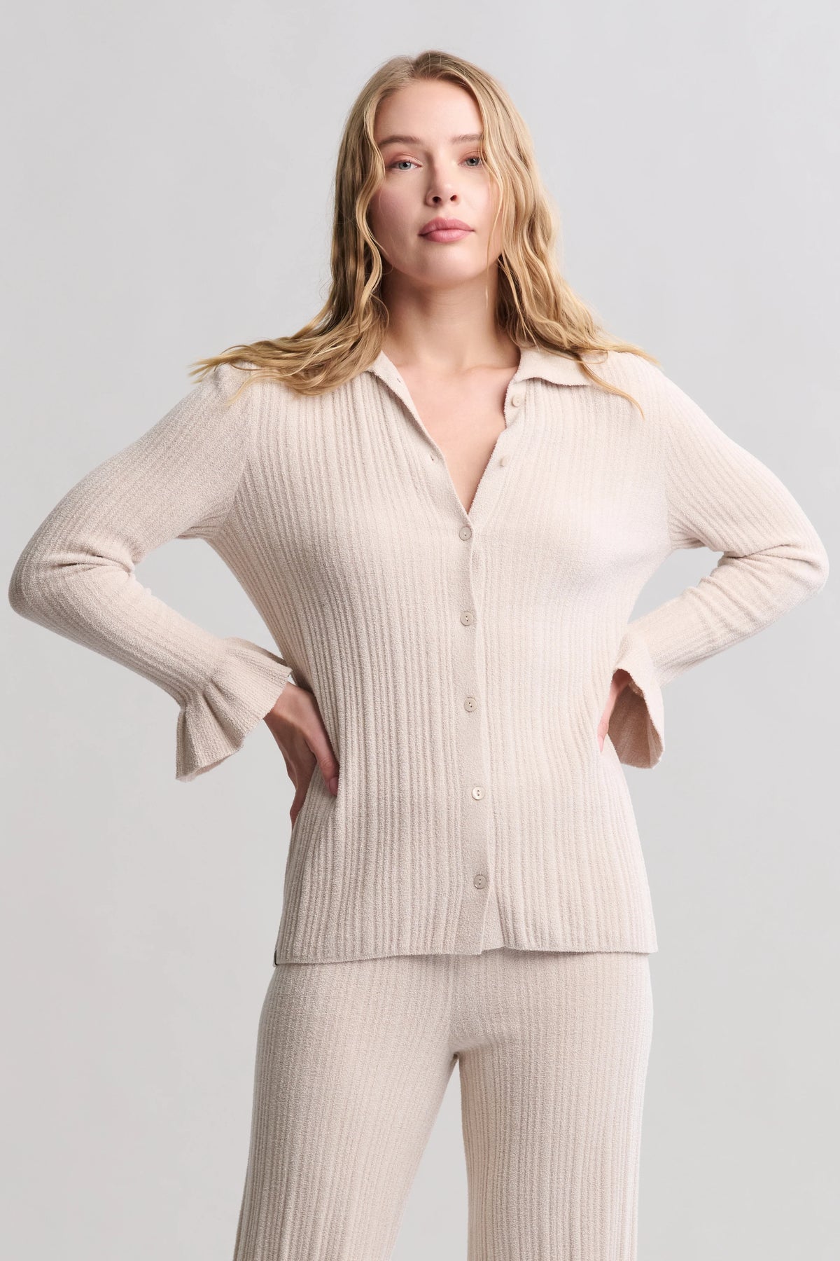 CozyChic Ultra Lite® Ribbed Ruffle Cuff Shirt