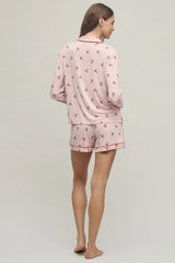 Malibu Collection® Ultra Soft Jersey Womens Cherry Print Pajama Set