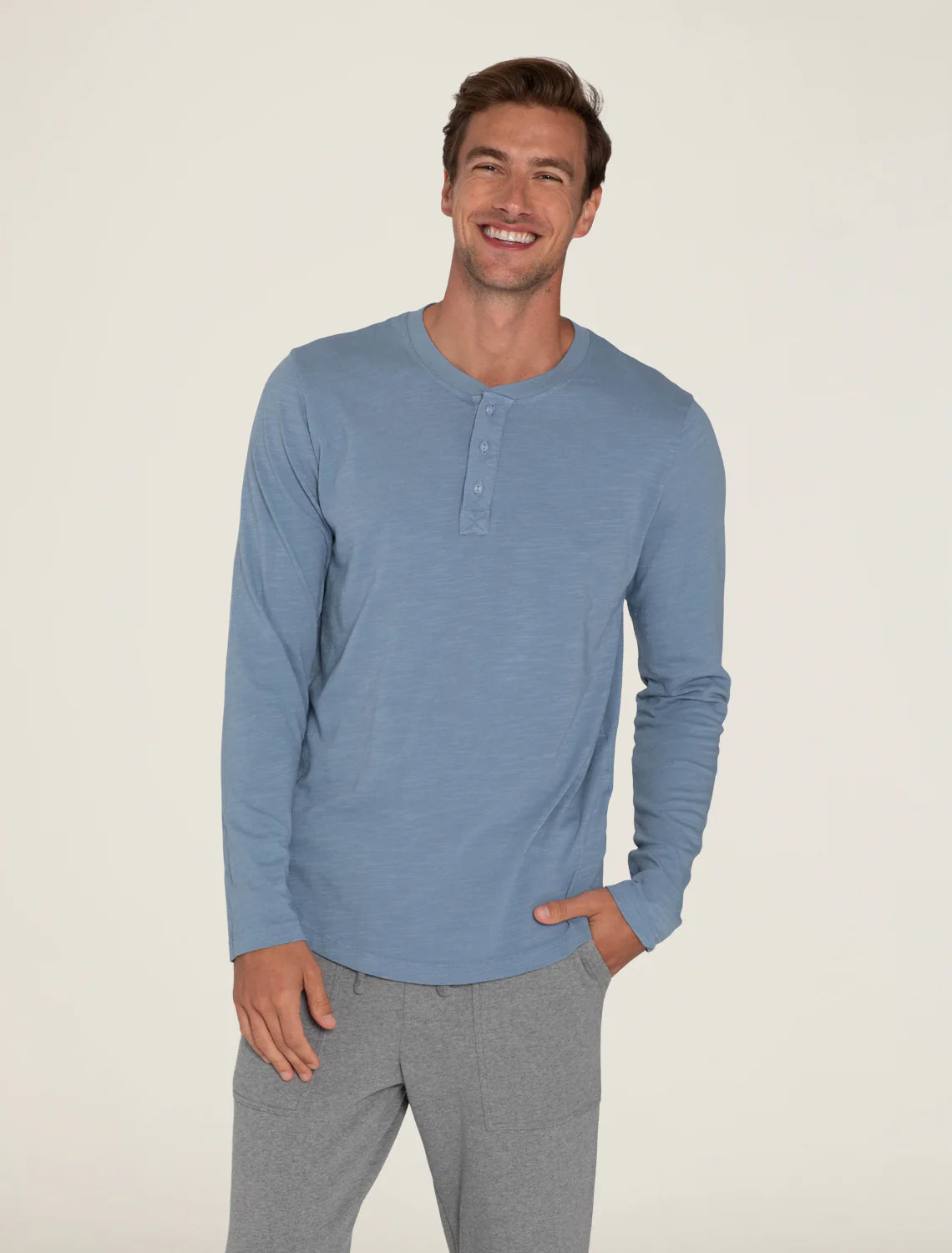 Malibu Collection® Long Sleeve Slub Henley