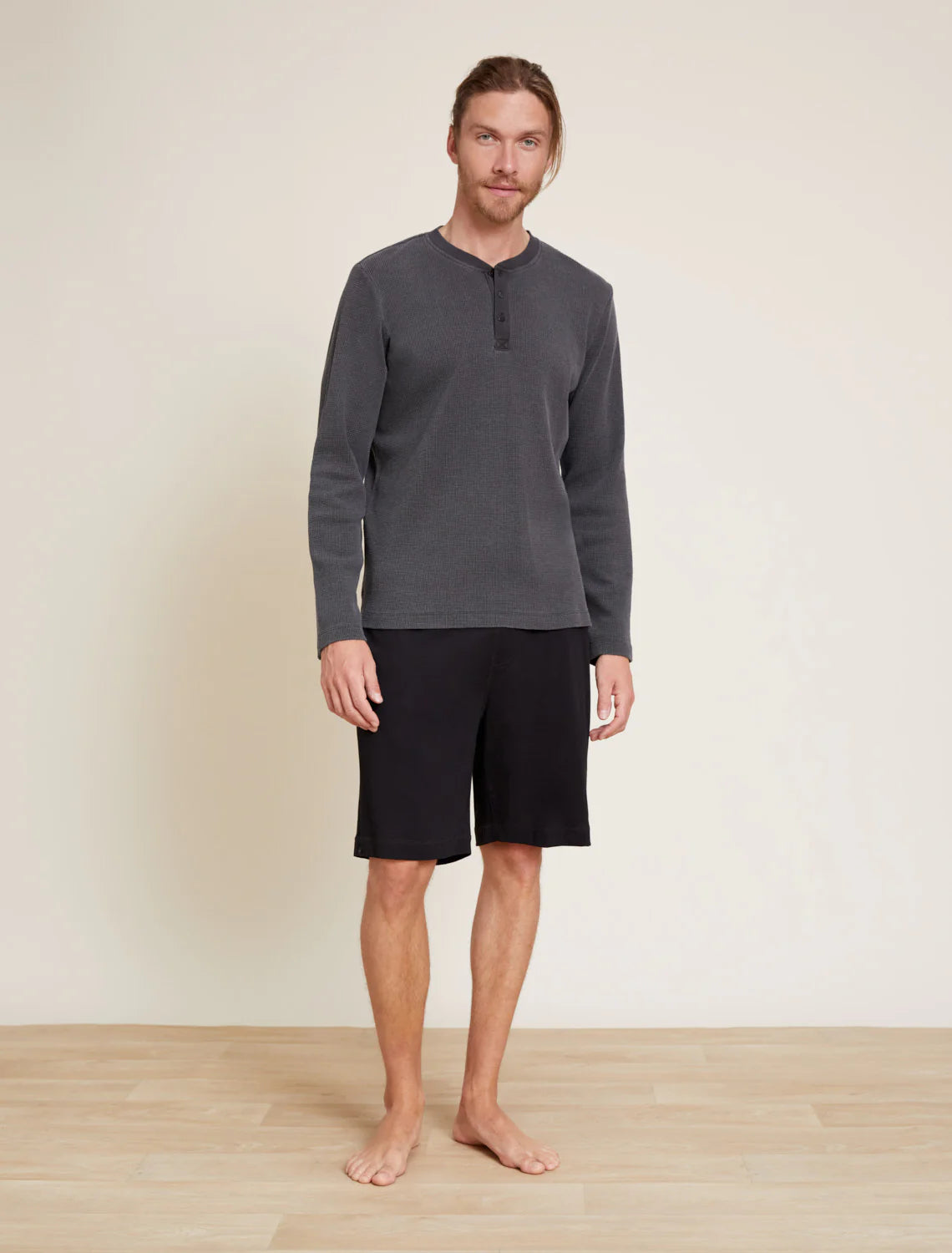 Malibu Collection® Pigment Waffle Long Sleeve Henley Tee