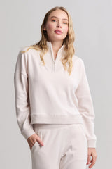 Brushed Fleece with CozyChic Ultra Lite® Rib 1/2 Zip Pullover