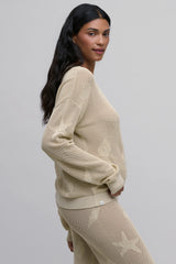 Sunbleached Shell Motif Crew Neck Pullover
