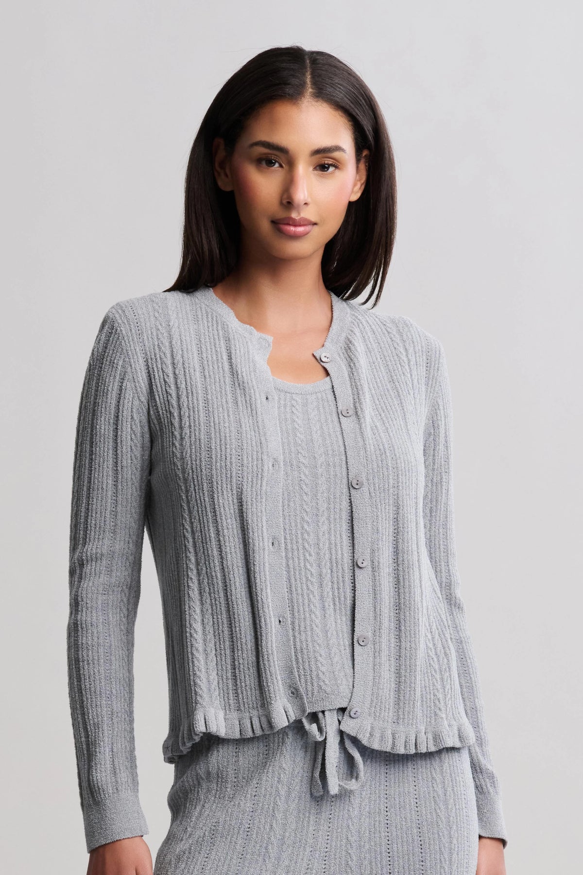 CozyChic Ultra Lite® Cable Knit Cardigan with Ruffle