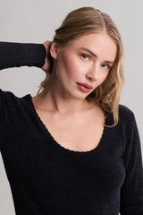 CozyChic Ultra Lite® Ribbed Scallop Scoop Neck