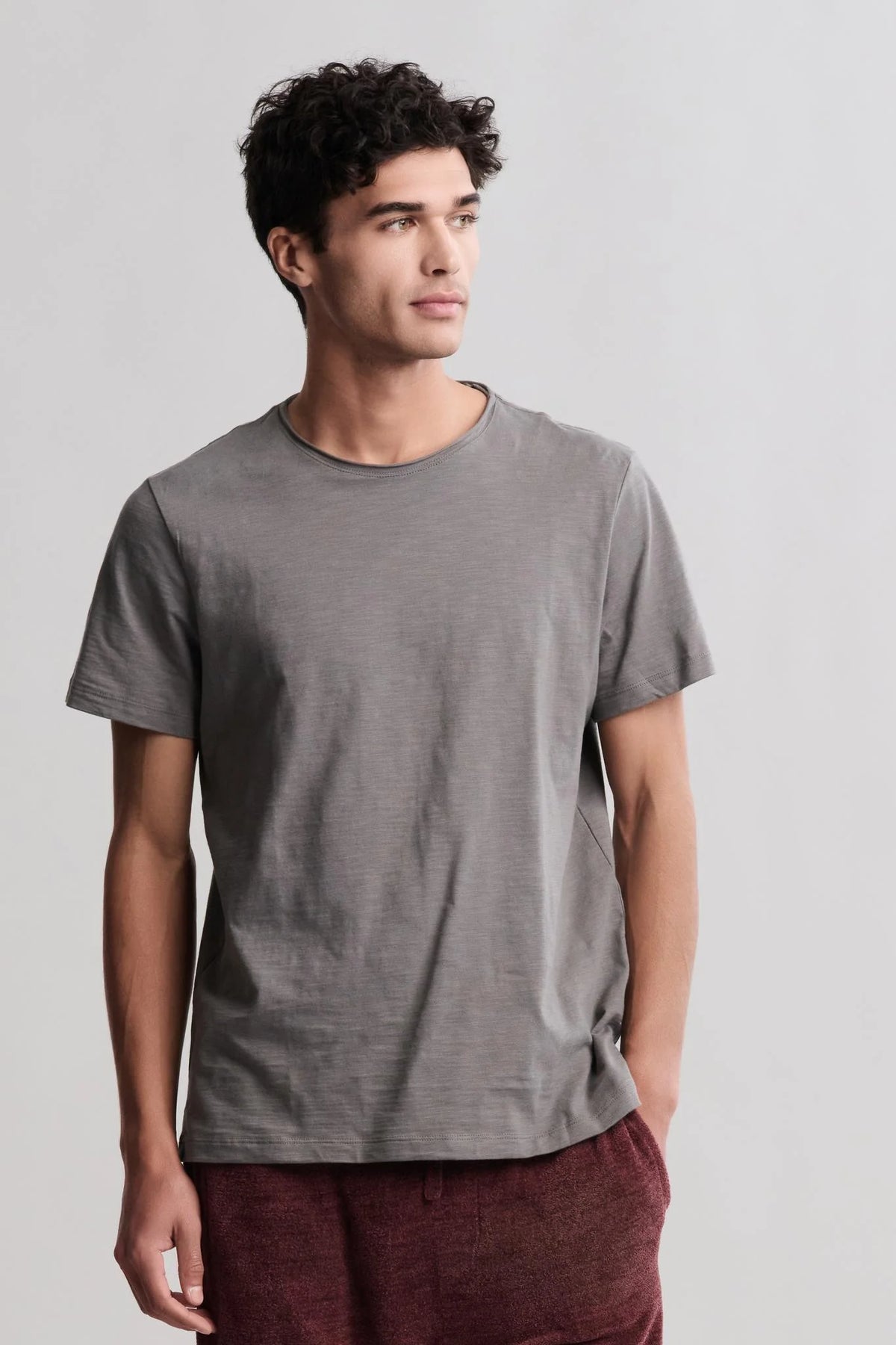 Malibu Collection® Slub Cut Neck T-Shirt