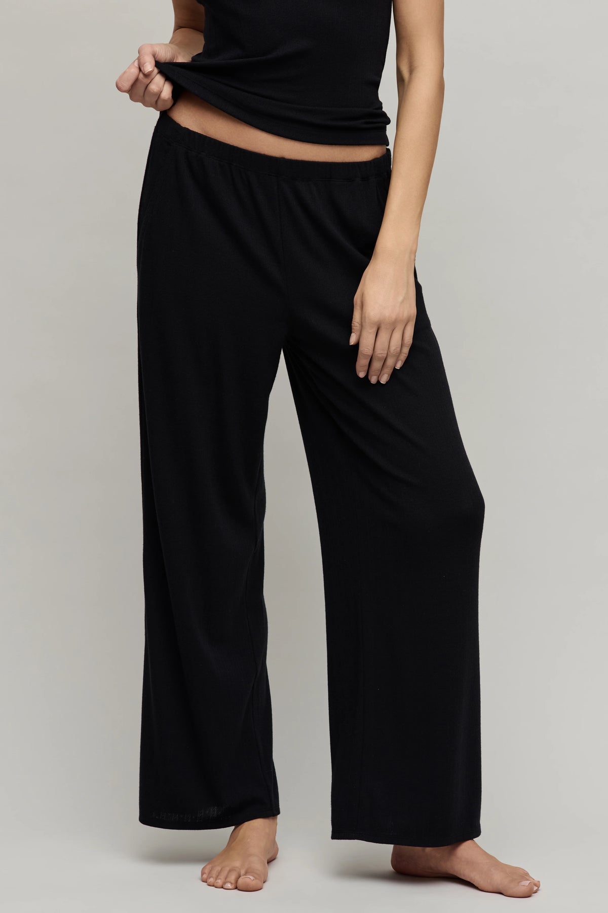 Pointelle Rib Pant with Scallop Trim