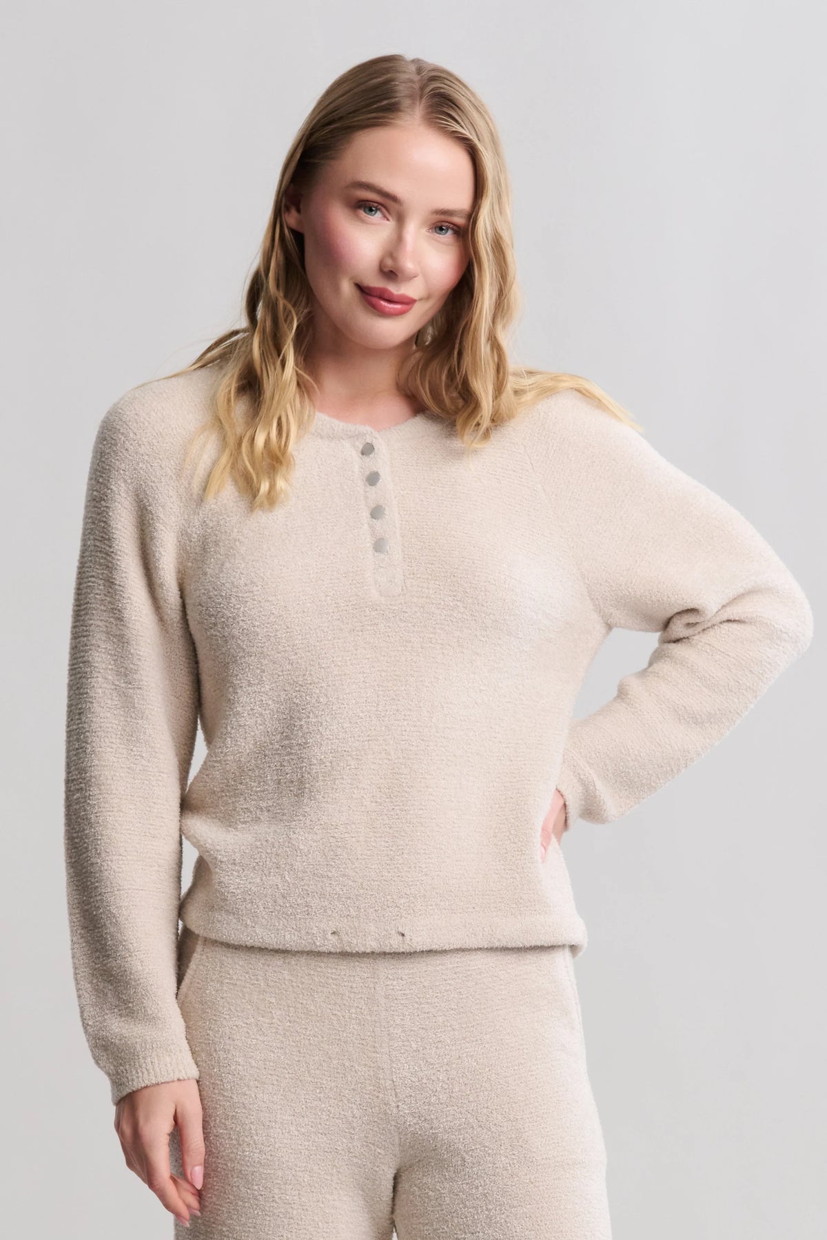 CozyChic Lite® Textured Raglan Sleeve Henley