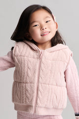 CozyChic Ultra Lite® Toddler Cable Puffer Hooded Vest